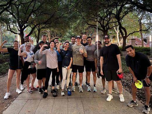 Longitude Health and Longitude Rx teams on an early morning workout in Houston.
